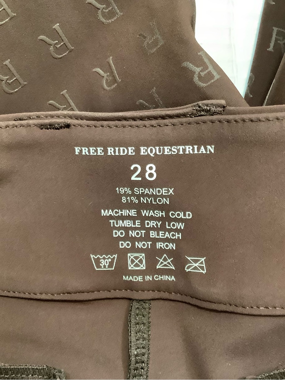 Free Ride Equestrian Brown Performance Riding Thight Pants - Picture 8 of 8